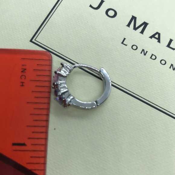 Sterling Silver 925 CZ Colorful Hoop  Earrings - Picture 5 of 5